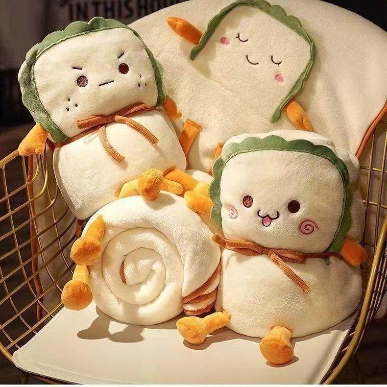 日本抱枕被子两用珊瑚绒小毛毯男女办公室午睡空调毯车载汽车儿童