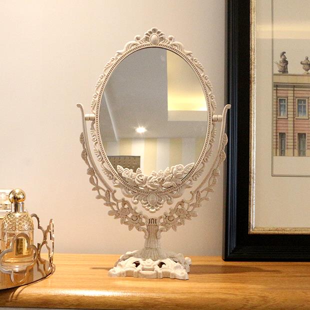 日本进口精工双面化妆镜台式公主镜大号梳妆镜高清少女心美容镜