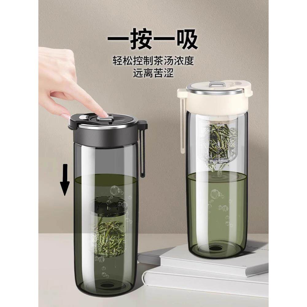 日本精工便携式茶水分离男士运动水杯便携防摔磁弹杯泡茶杯新款
