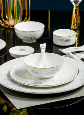 酒店饭店摆盘盘子高级感早餐餐盘定制logo碗筷商用plates set餐具