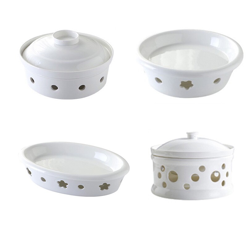 酒店餐具干锅蜡烛酒精保温加热鱼盘圆形梅花炉陶瓷热菜盘家用明炉