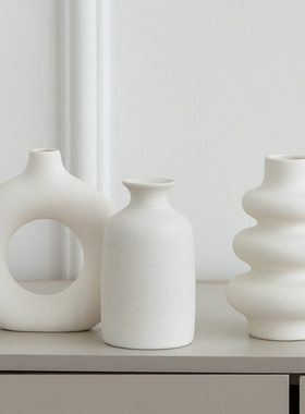 花器乔迁挂件三件套白色花瓶套装摆件家居客厅工艺品插花装饰摆设