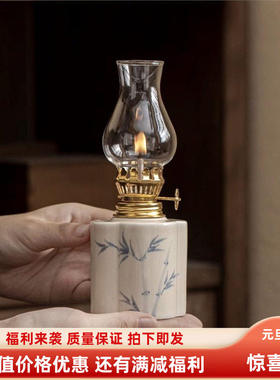 创意挂件工位手绘酥油灯家用露营家居中式茶室装饰氛围灯摆件礼品
