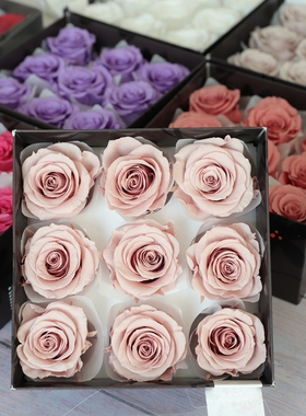 大地农园进口4cm05202/05232diy礼盒玻璃罩材料包03042永生花玫瑰