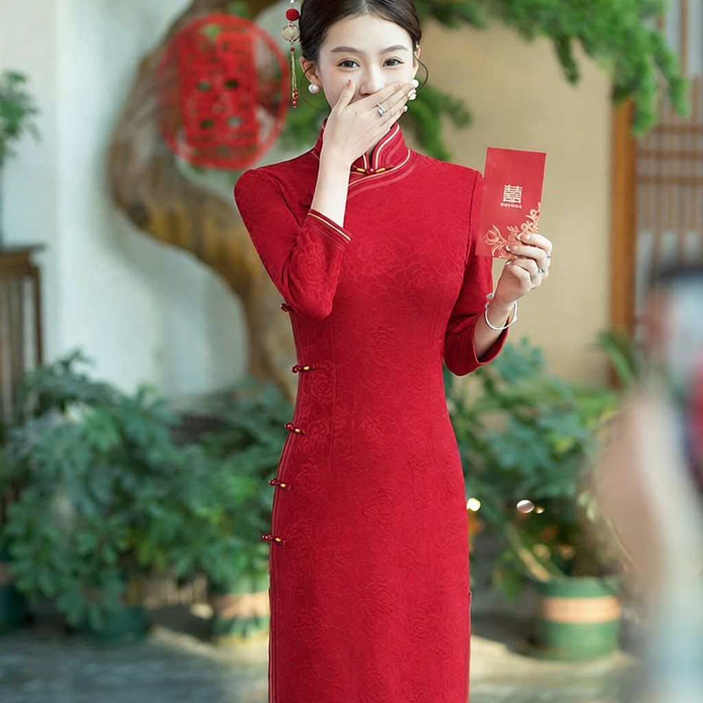 逸红颜一珂锦绣商场同款俏娘鱼限旗袍