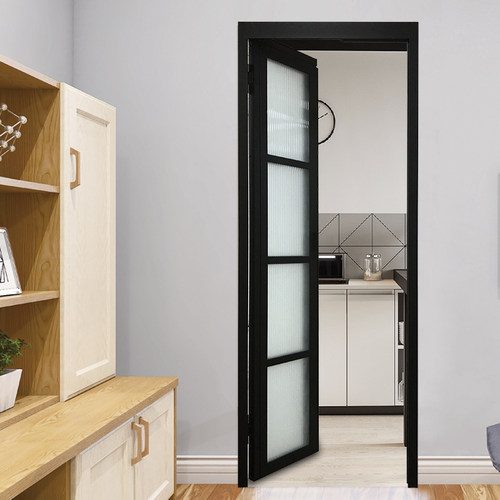 窄边黑色pd平开推拉卫生间折叠门