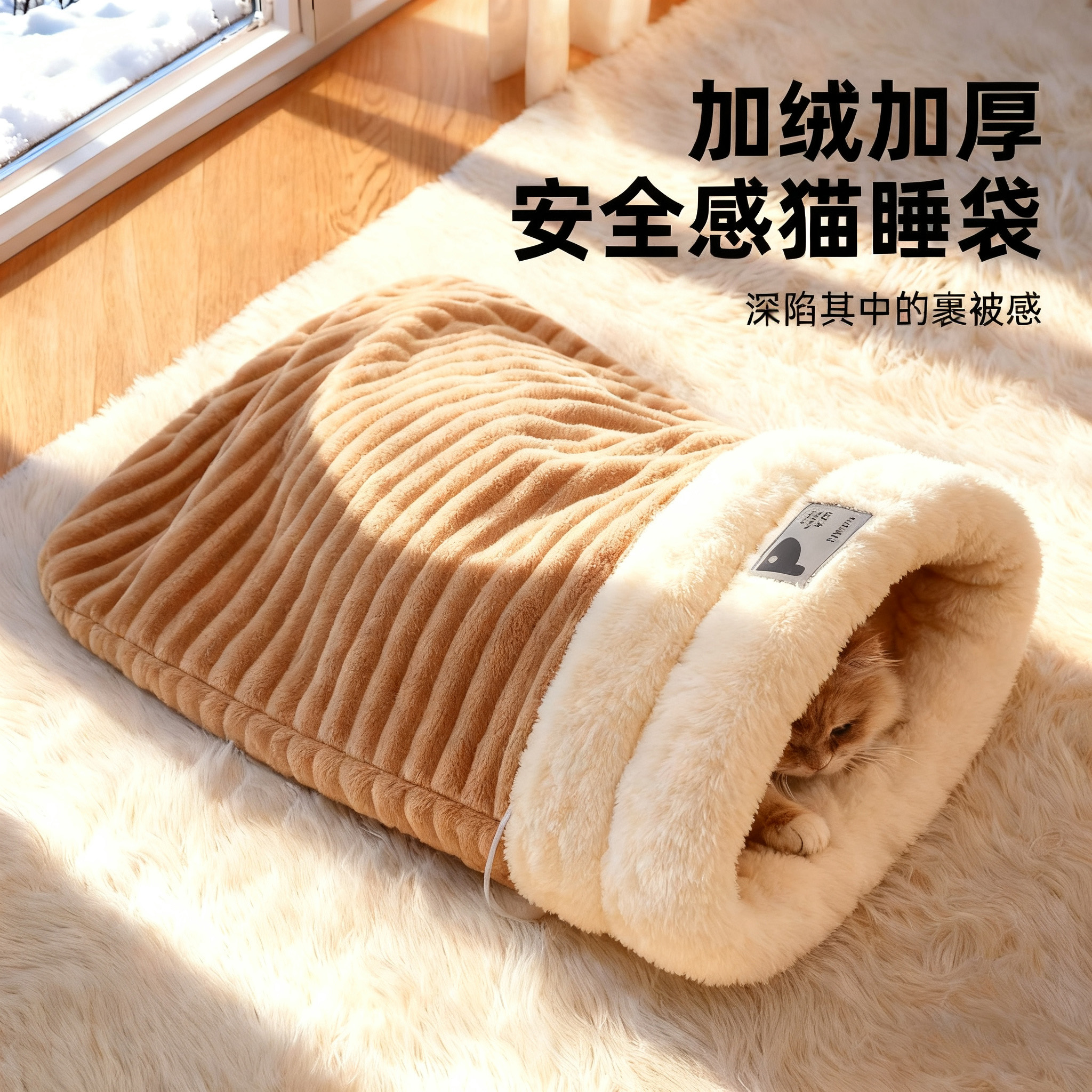 封闭式睡袋猫窝冬天保暖安全感猫咪冬季半钻洞四季通用小猫睡觉用
