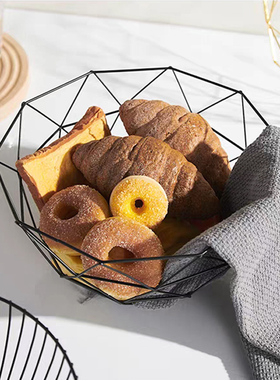 北欧风铁艺干果果篮艺术现代客厅摆盆水果篮面包零食创意收纳筐