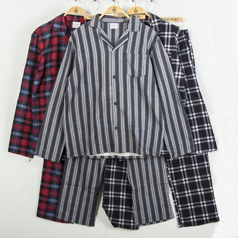 外单男士纯棉磨毛家居服套装