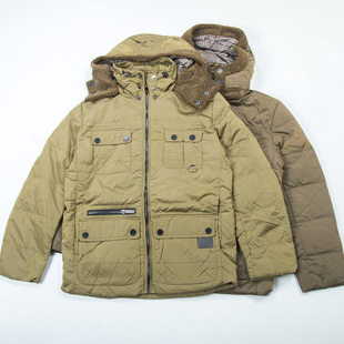 断码特价亏清男士户外工装可脱卸帽多口袋厚款羽绒服防寒服