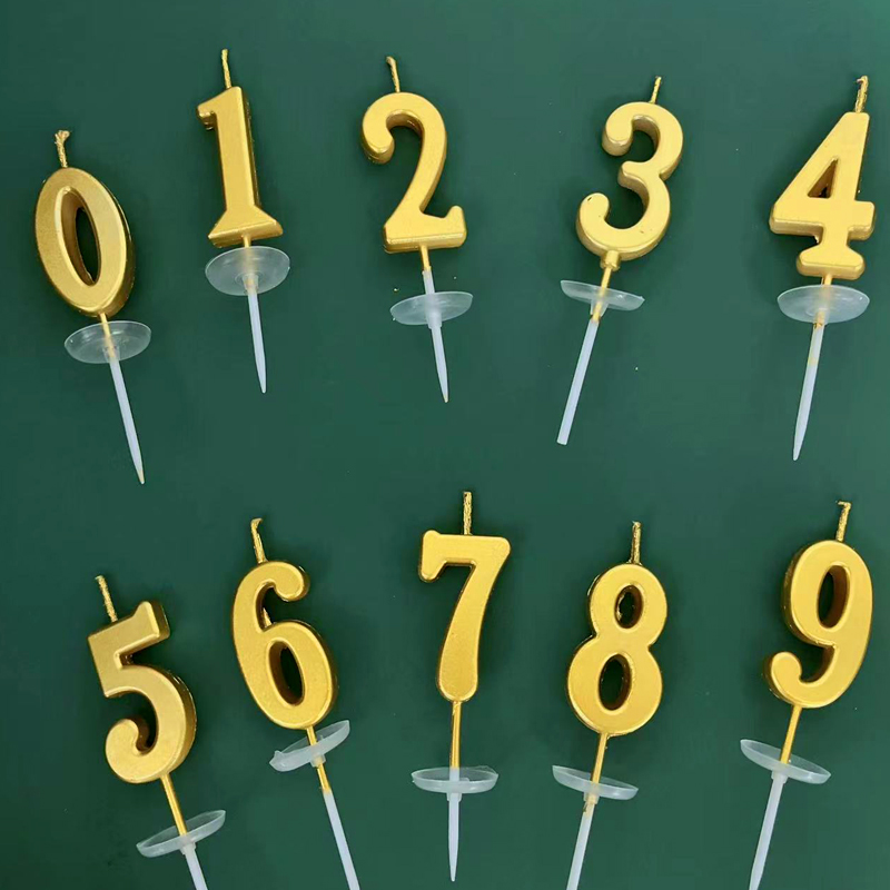 生日蛋糕装饰金色数字蜡烛派对