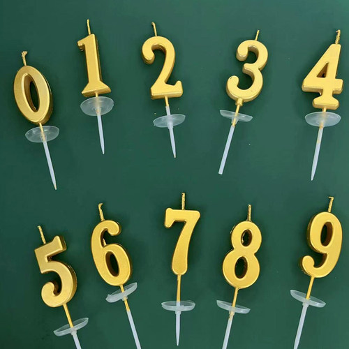 生日蛋糕装饰金色数字蜡烛派对