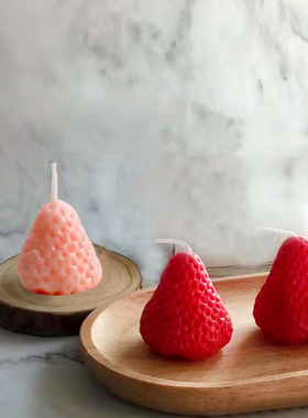 韩式ins风粉色红色草莓蜡烛生日蛋糕装饰摆件唯美少女心卡通插牌