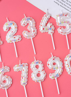 白色生日快乐数字仿气球造型蜡烛 蛋糕 甜品台 周岁 气球造型蜡烛