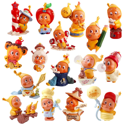 可爱卡通可爱苹果许愿星星人蛋糕装饰摆件卡通纸质星星人语录插件