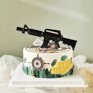 男孩 手枪 突击步枪M16 玩具枪 蛋糕装饰摆件模型儿童烘焙插件