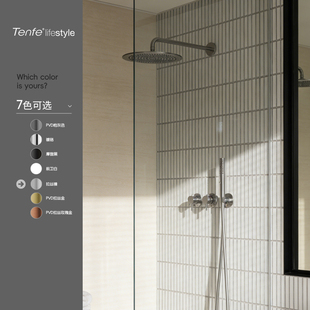 鼎菲拉丝镍入墙式暗装花洒套装热熔冷热隐藏式预埋淋浴全铜极简