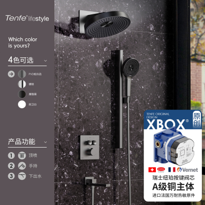 鼎菲枪灰暗装花洒套装恒温