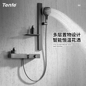 置物台升降淋浴器卫浴家用 明装 鼎菲无顶喷花洒套装 恒温按键式