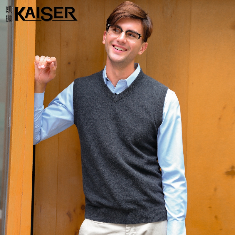 Kaiser/凯撒100纯羊绒衫男背心针织V领纯色高档加厚百搭潮打底衫|ruв категории Мужская одежда, 羊绒衫, 羊绒背心 - от Buy2taobao.com для оказания профессиональной услуги покупки агента Taobao