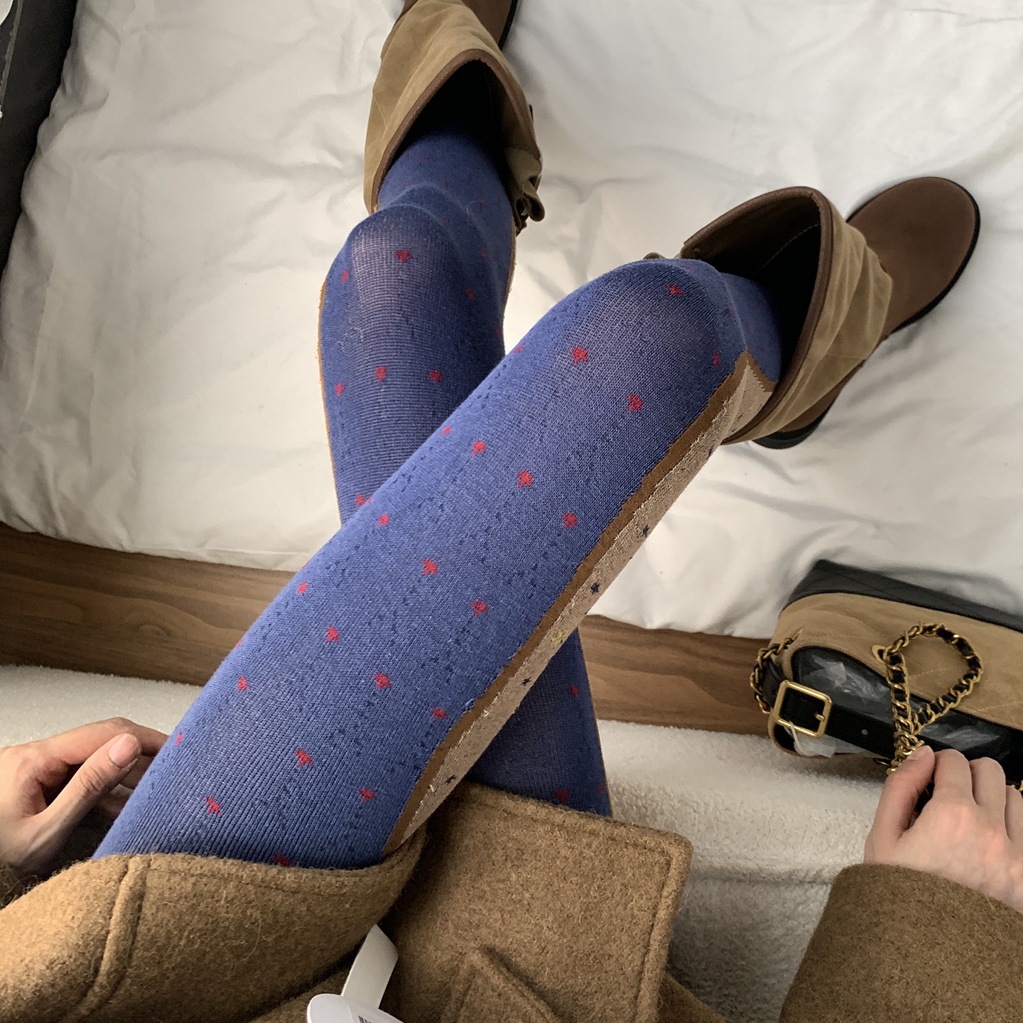 复古艺术~ab面提花拼色连裤