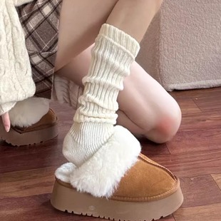 太爱了 慵懒感一绝秋冬氛围感显瘦堆堆袜女 灰色半包袜套搭鲨鱼裤