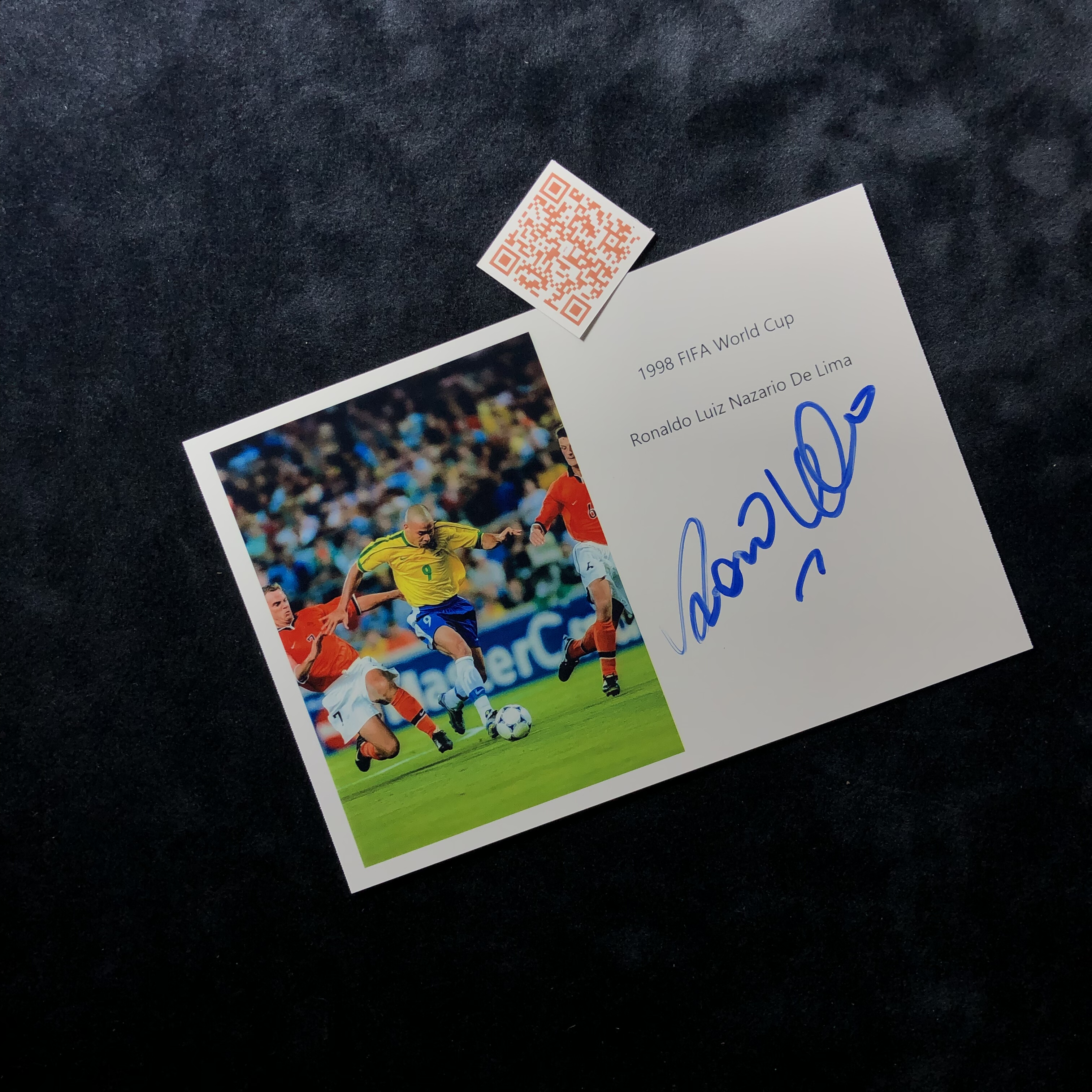 1998 FIFA World Cup 罗纳尔多Ronaldo Lima 亲笔签名照片