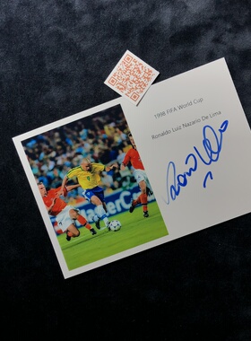 1998 FIFA World Cup 罗纳尔多Ronaldo Lima 亲笔签名照片