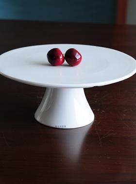 纯平陶瓷高脚盘婚庆宴会蛋糕摆盘展示盘14寸cake stand蛋糕托盘