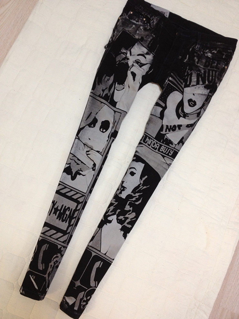 狂域个性显瘦春季新款彩绘牛仔裤