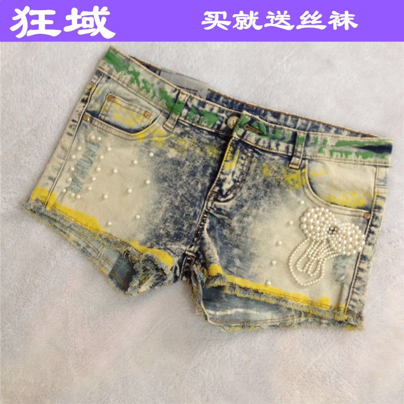 狂域正品 3D印花图案彩绘破洞牛仔裤
