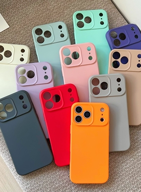 适用苹果17pro max液态硅胶手机壳iphone16pro全包15高品质14橙色13防摔软壳12 11简约16plus Air保护套批发