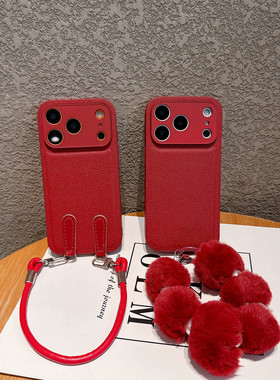 iPhone 17 16 15 Pro Max新年红色手机壳带挂绳苹果 11 12 13 14 Plus过年全包防摔X XR XS max女款保护套