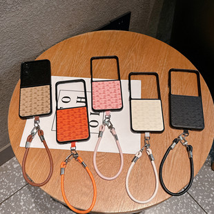 Zflip7 3马上有钱素皮手机壳P50pocket防摔puraX flip6 mixflip高级感magicVflip折叠保护套 适用三星