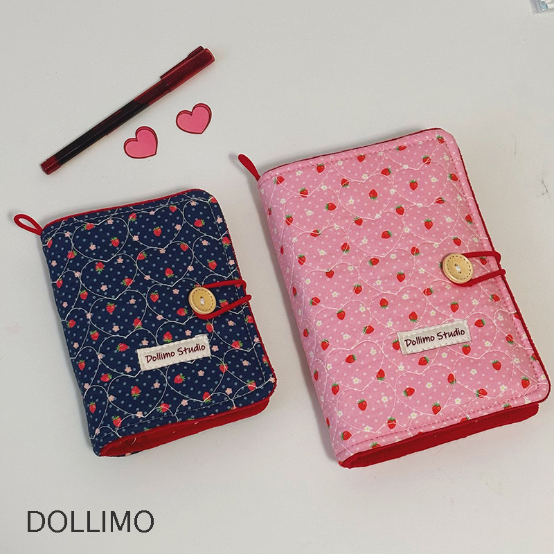 Dollimo 古早风活页本A7 绗棉爱心小草莓布艺手帐本 ins风小巧随身便携学生打卡可拆卸小本子A6高颜值盖章本,文具电教/文化用品/商务用品,手帐/日程本/计划本,淘宝优惠券,粉丝福利购,淘宝优惠卷