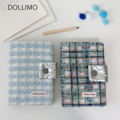 DollimoA7A6活页本手帐小香风编织布面 雪山蓝色文艺手作可爱学生手账本子随身记事本日记本ins盖章本