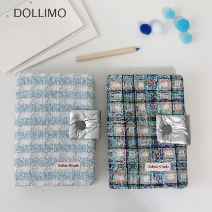 DollimoA7A6活页本手帐小香风编织布面 雪山蓝色文艺手作可爱学生手账本子随身记事本日记本ins盖章本