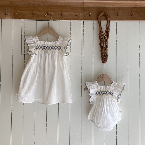 jennybebe婴幼儿衣服夏装连体衣女宝宝洋气打揽小飞袖爬服哈衣裙