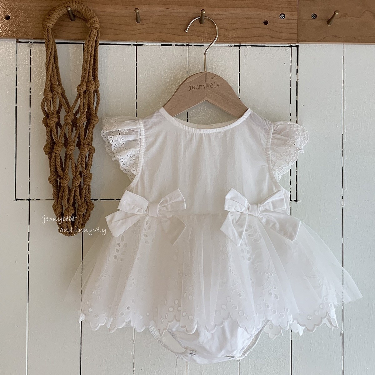 婴幼儿爬服夏装女宝宝周岁百日宴公主裙洋气小飞袖包屁衣网纱裙