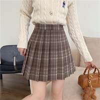 A plump mma plaid pleated skirt for women's autumn and winter, a retro school style, large-sized elastic waist, versatile short skirt thumbnail 4