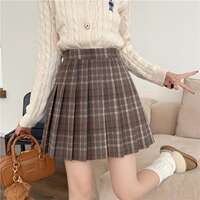 A plump mma plaid pleated skirt for women's autumn and winter, a retro school style, large-sized elastic waist, versatile short skirt thumbnail 3