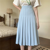 2024年褶皱松紧腰百褶裙甜美春夏季 a字中长裙大码 胖mm显瘦学院风