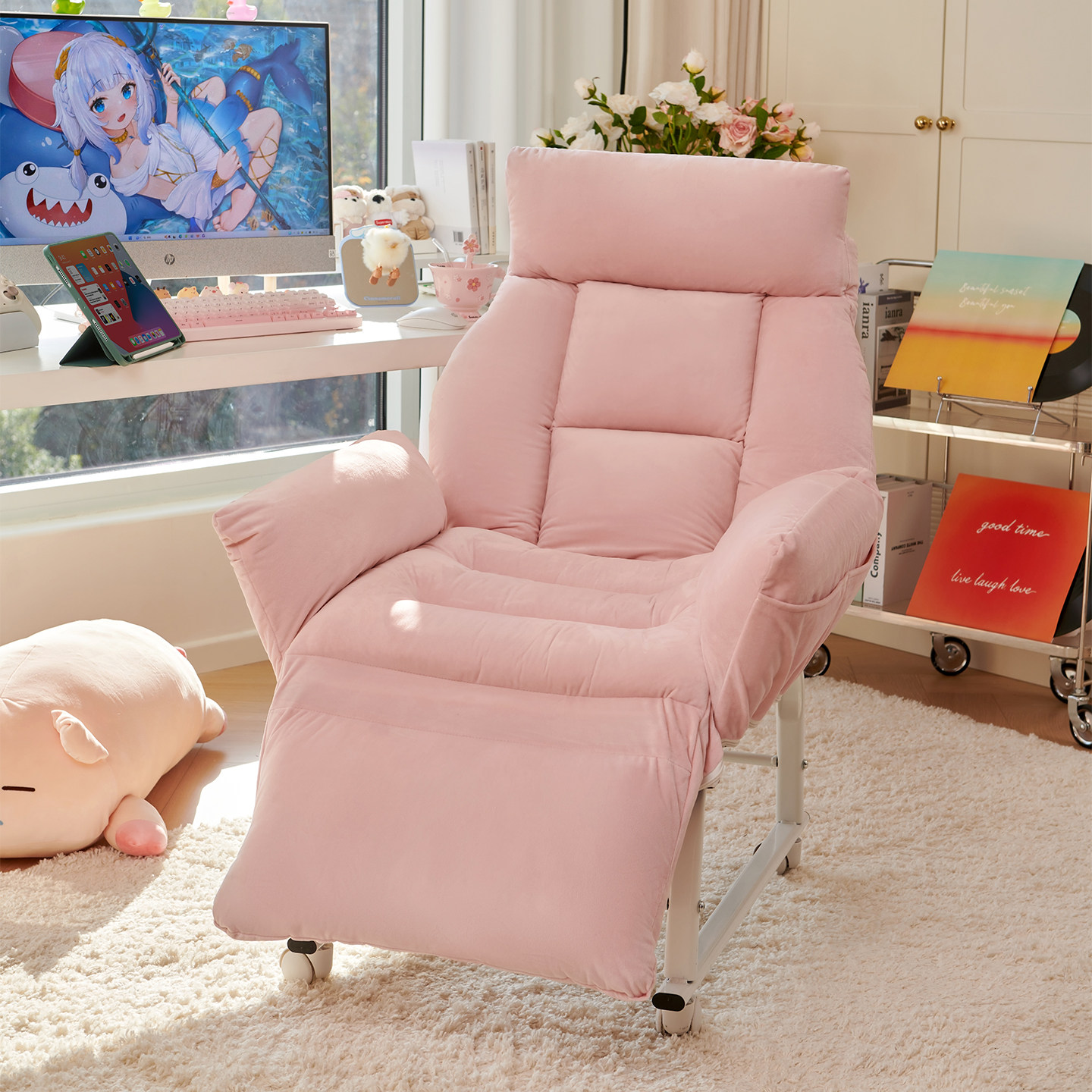 折叠躺椅午休办公两用椅可坐可躺电脑椅懒人沙发椅宿舍椅子靠背椅