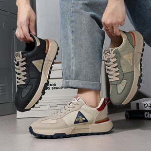 男 百搭运动鞋 斯杰奇复古阿甘鞋 男皮面轻便软底厚底减震运动休闲鞋