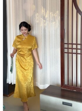 遇见大码新中式国风日常提花旗袍