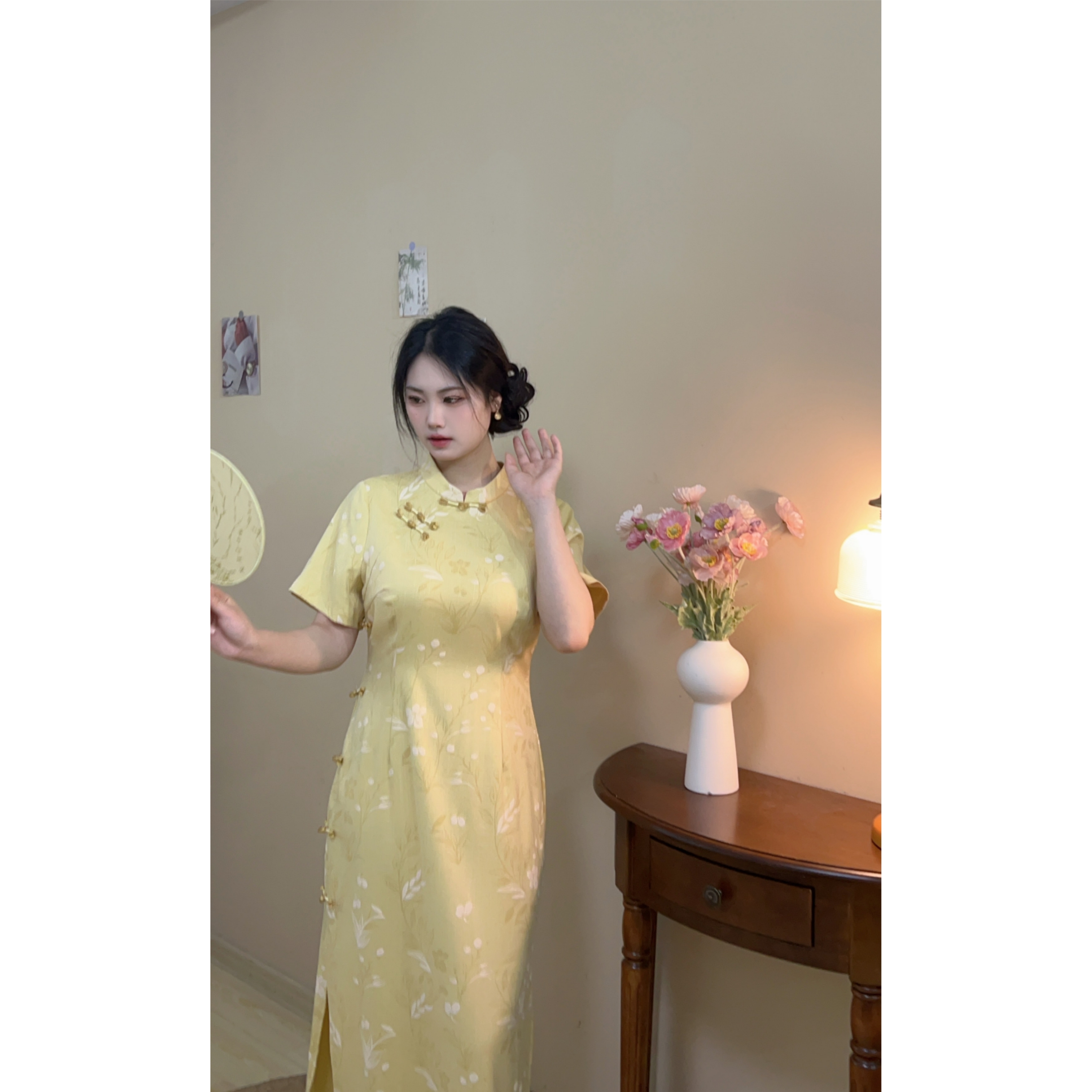 遇见大码小清新显白新中式旗袍