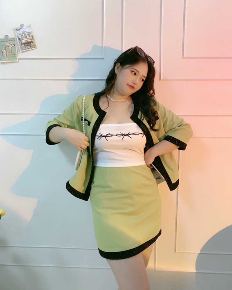 【自制款】现货闪发~大码胖mm牛油果小香法式高级名媛感外套200斤