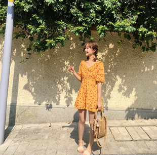 显瘦娃娃领微胖森女系连衣裙加大200斤 自制款 胖mm新款 法式