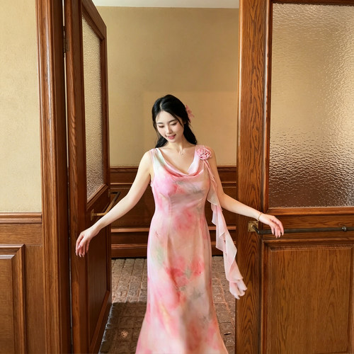 胖妹妹夏季法式温柔风度假风长裙