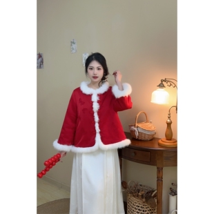 囍财【自制款】大码胖mm缎面提花新年拜年红色外套+竹叶马面裙冬